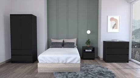 Beloit 3 Piece Bedroom Set, Nightstand + Dresser+ Armoire, Black - sold by Home Elegance USA