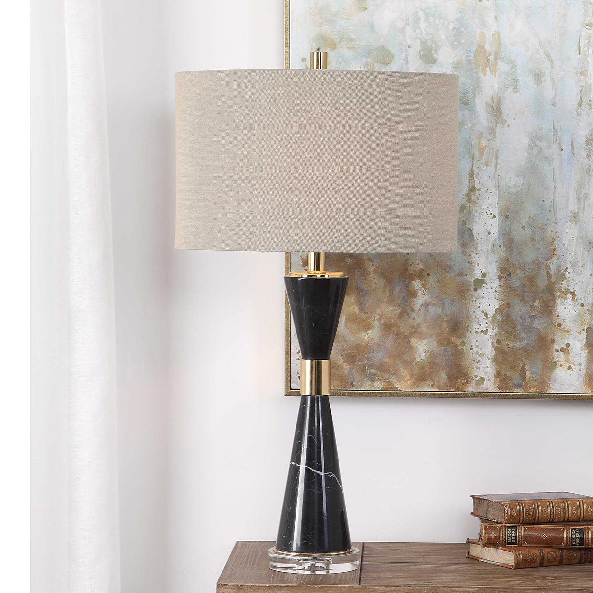 Alastair Marble Table Lamp - Beige / Black by Uttermost - View 7