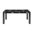 Elegant Black Dining Table with Faux Marble Top and (4) Charcoal Padded Chairs