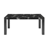 Elegant Black Dining Table with Faux Marble Top and (4) Charcoal Padded Chairs