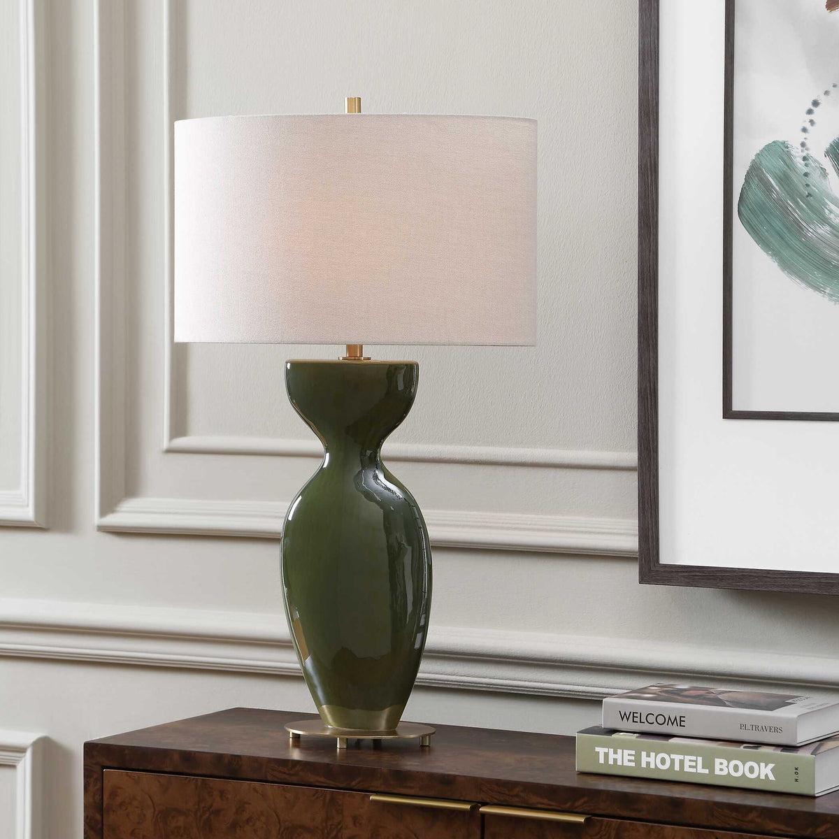 Curhan Glaze Table Lamp - Dark Green by Uttermost - View 2
