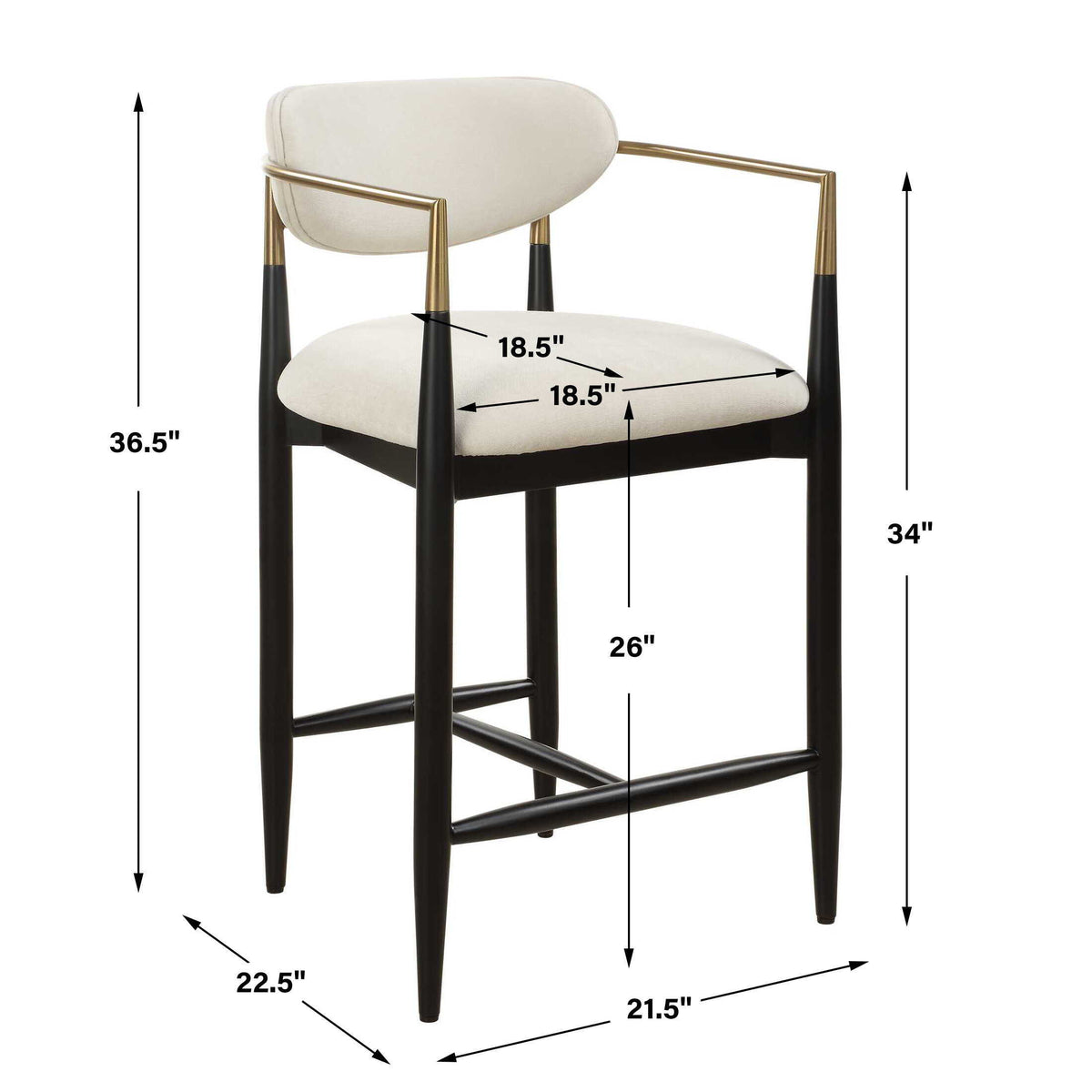 Moxie Counter Stool - Black / White by Uttermost - View 8