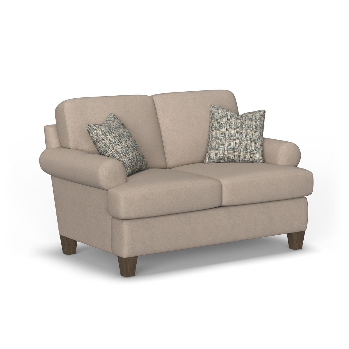 Moxy Fabric Loveseat, T-Shaped Seat Cushion, Curved Sock Arms | Flexsteel