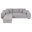 Modern Reversible L-Shape Pull Out Sleeper Sofa with Storage Chaise and Stools, Gray Linen, 104.5' - sold by Home Elegance USA