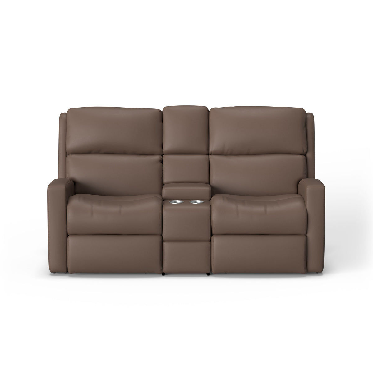 Catalina Transitional Leather Power Reclining Loveseat With Console | Flexsteel