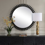 Jael Round Iron Bands Mirror - Black by Uttermost - View 2