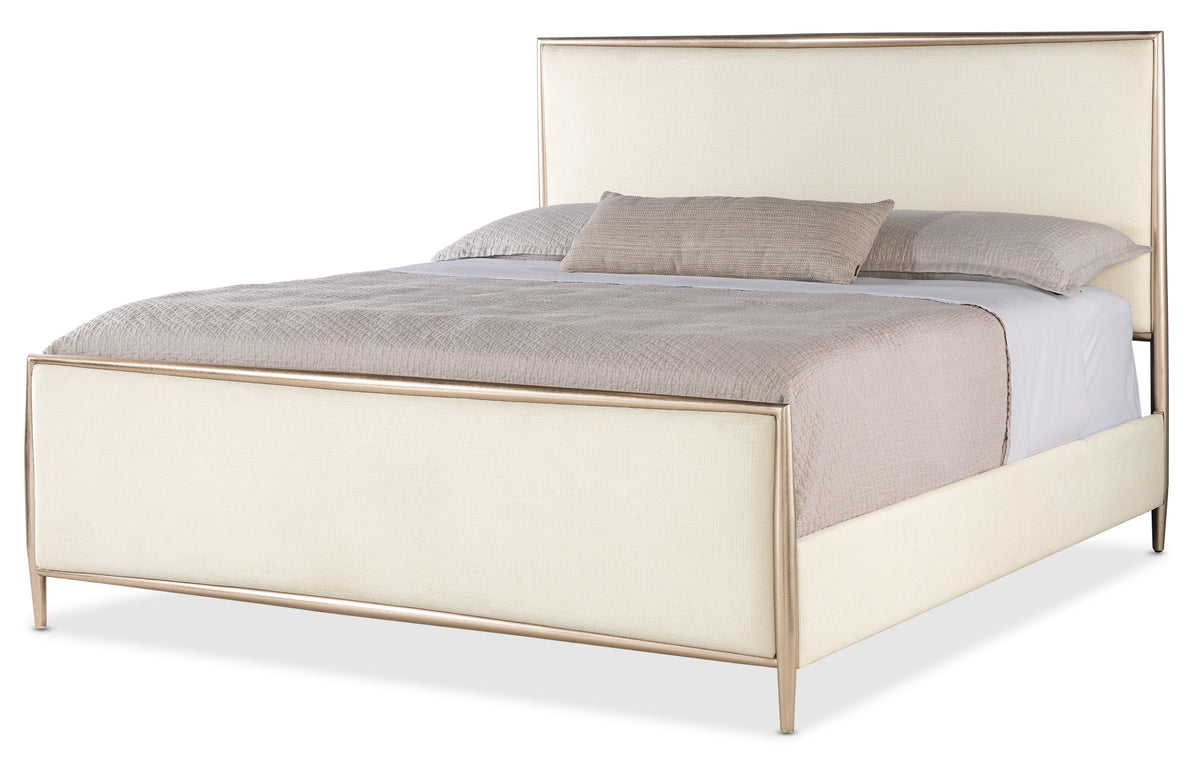 Westwood Queen Upholstered Metal Bed - Beige / Gold by Hooker Furniture - View 5