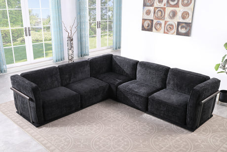120' length , Fashionable modular sofa with iron and wood frame chenille sofa, black ,uitable for living room - sold by Home Elegance USA