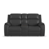 Ziggy Power Reclining Loveseat With Console, Power Headrest, Lumbar, Heat & Massage - Iron | Flexsteel
