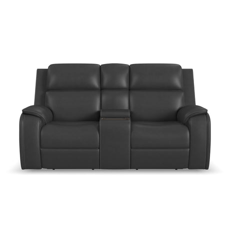 Ziggy Power Reclining Loveseat With Console, Power Headrest, Lumbar, Heat & Massage - Iron | Flexsteel