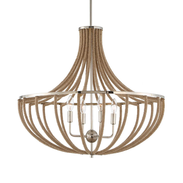 Lovelock 4 Light Rope Empire Chandelier - Light Brown by Uttermost - View 1