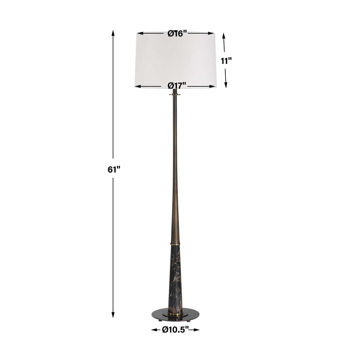 Tallarico Brass & Marble Floor Lamp Black / Bronze / Brown - Black / Dark Brown by Uttermost - View 8