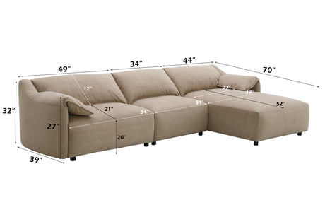 Veata Light Brown Suede Sectional Sofa - sold by Home Elegance USA