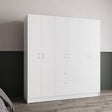 Kibo 6 Doors Armoire, One Drawer, Rod, Seven Interior Shelves, White -Bedroom - sold by Home Elegance USA