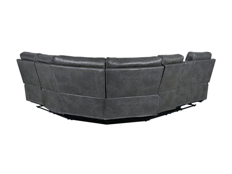 Home Theater Seating Manual Recliner with Cup Holder, Hide-Away Storage PU Reclining Sofa for Living Room, Home Theater, Gray - sold by Home Elegance USA