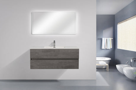 47'' Wall Mounted Single Bathroom Vanity in Ash Gray With White Solid Surface Vanity Top - W1920S00030 - image - 4