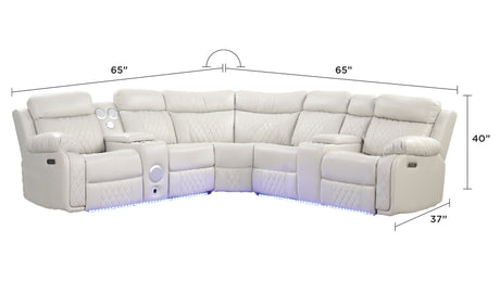 Lacrosse Modern Style power recliner sectional with Bluetooth speaker and LED made with wood & metal in Beige(CA INVENTORY) - sold by Home Elegance USA