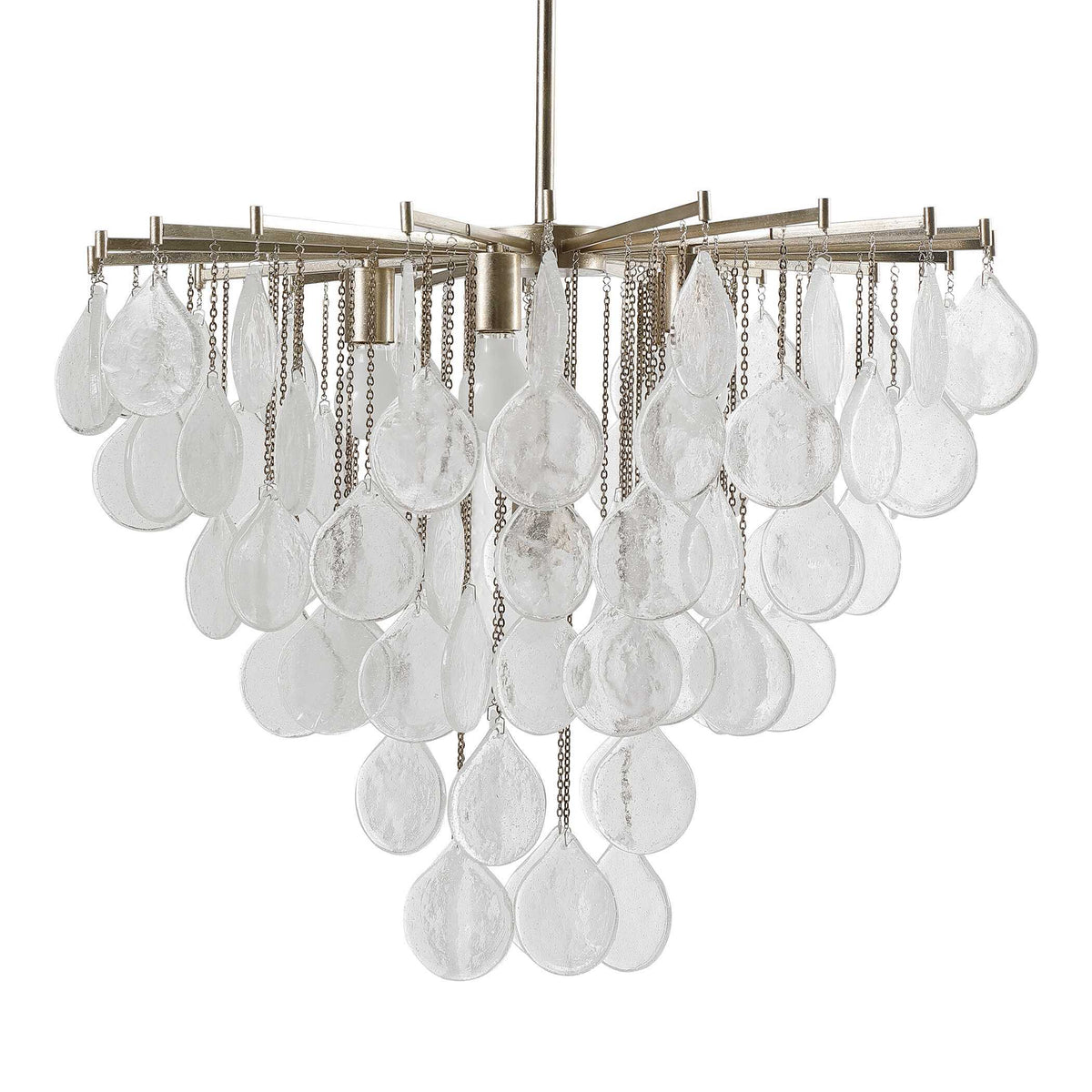Goccia 6 Light Tear Drop Glass Pendant White - Gold by Uttermost - View 3