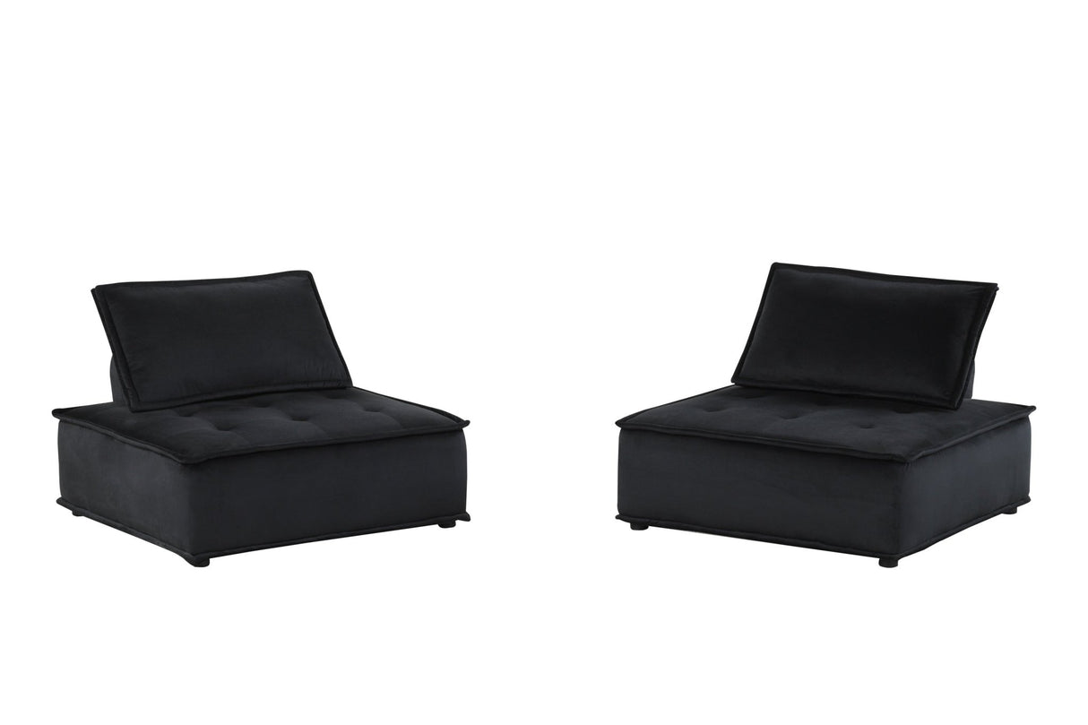 Anna Black Velvet Set of 2 Armless Lounge Chair | Home Elegance USA