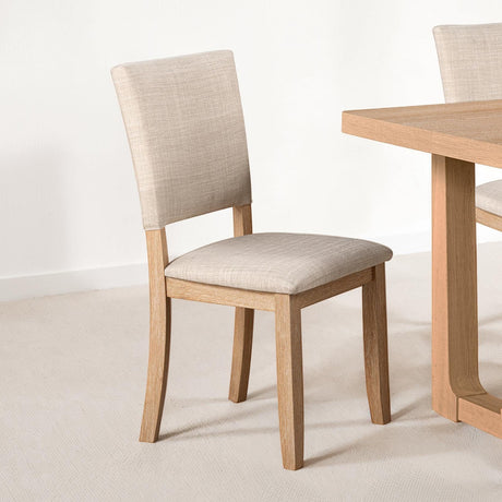 Transitional Style 5pc Dining Set Natural Finish Dining Table Trestle Base Table 4x Side Chairs Dining Room - sold by Home Elegance USA