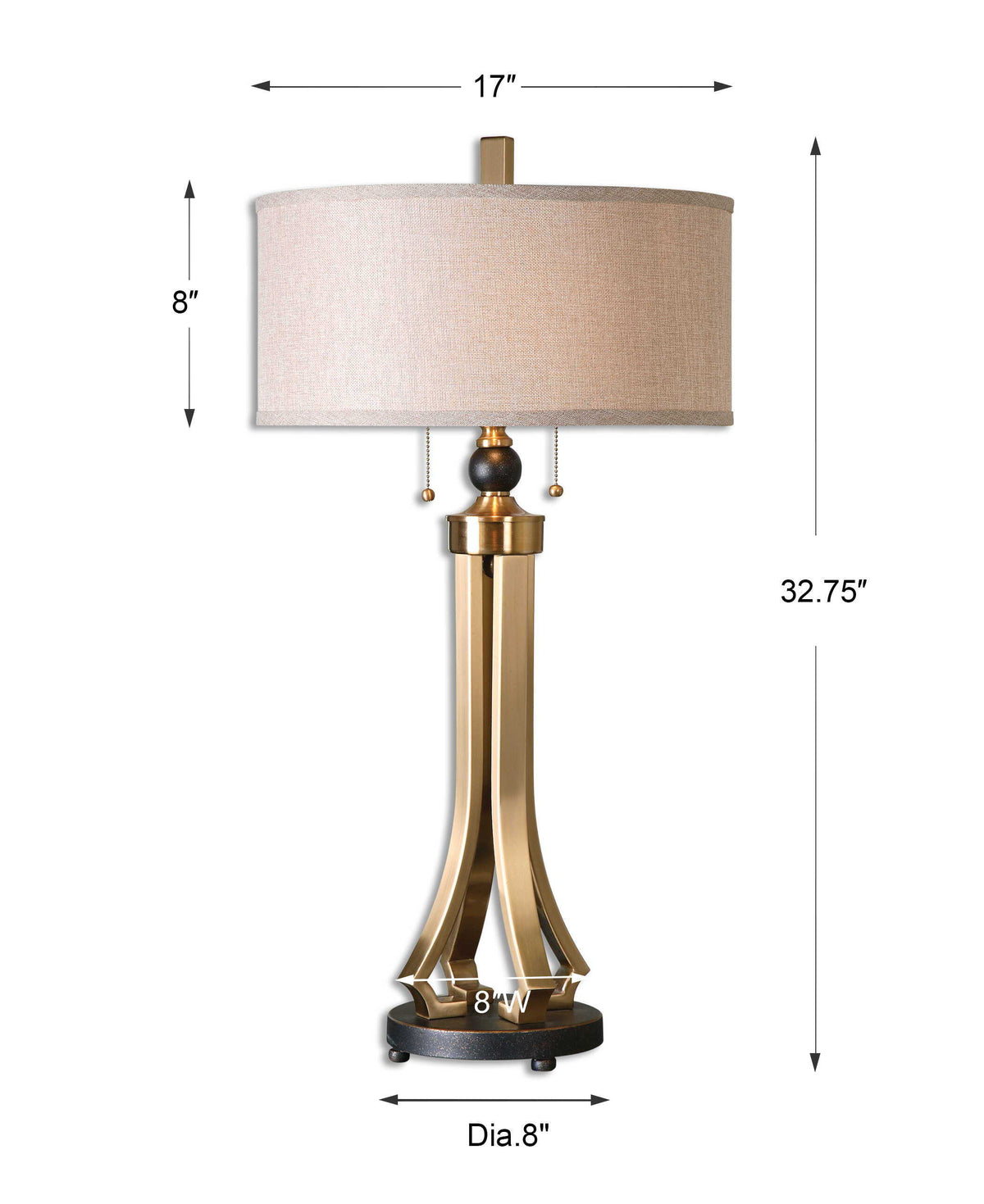 Selvino Table Lamp Brushed Brass - Yellow / Beige by Uttermost - View 3