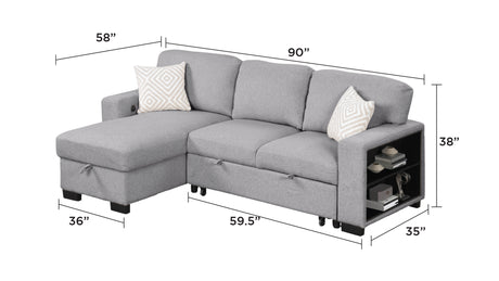 Pinto Modern Style Sectional Sofa Made with wood and Velvet Material in Gray (NJ Inventory) - sold by Home Elegance USA