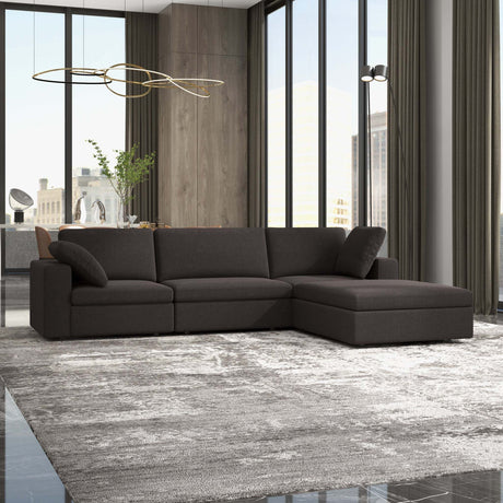 Cecilia Modular Corner Sectional Modern Fabric Sofa Dark Gray Sturdy Design - sold by Home Elegance USA