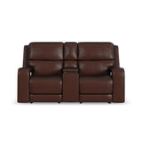 Oasis Power Reclining Loveseat With Console, Power Headrests, Lumbar, Heat & Massage - Truffle | Flexsteel