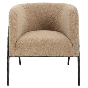 Jacobsen Tan Shearling Barrel Chair - Beige by Uttermost - View 1