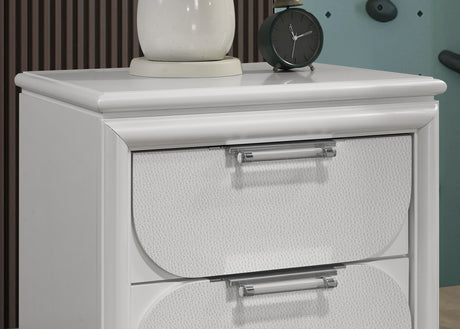 Contemporary Glam Pearl White Full Size Bed W Trundle 2x Nightstands Embossed Panel 3pc Bedframe Bedroom Furniture - sold by Home Elegance USA