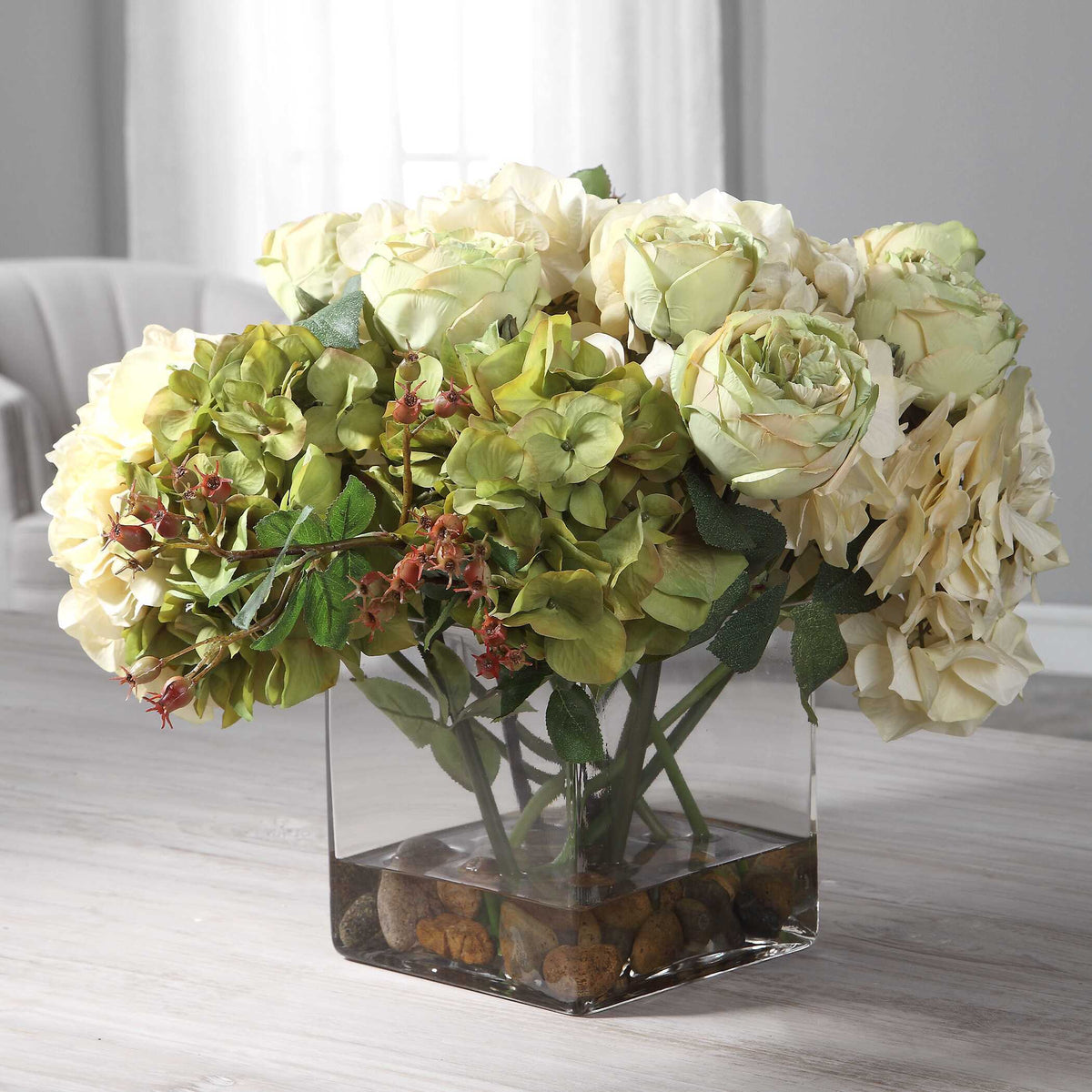 Cecily Hydrangea Bouquet - Green / White by Uttermost - View 7