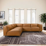 Findlay Mid Century Modern Vegan Leather Corner Sectional Sofa