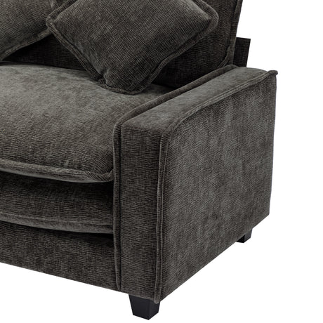 Modern Chenille Upholstered Sectional Sofa with Ottomans, USB Ports, Cup Holders, and Storage in Grey - sold by Home Elegance USA