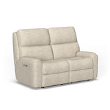 Rio Transitional Fabric Power Reclining Loveseat With Power Headrests | Flexsteel