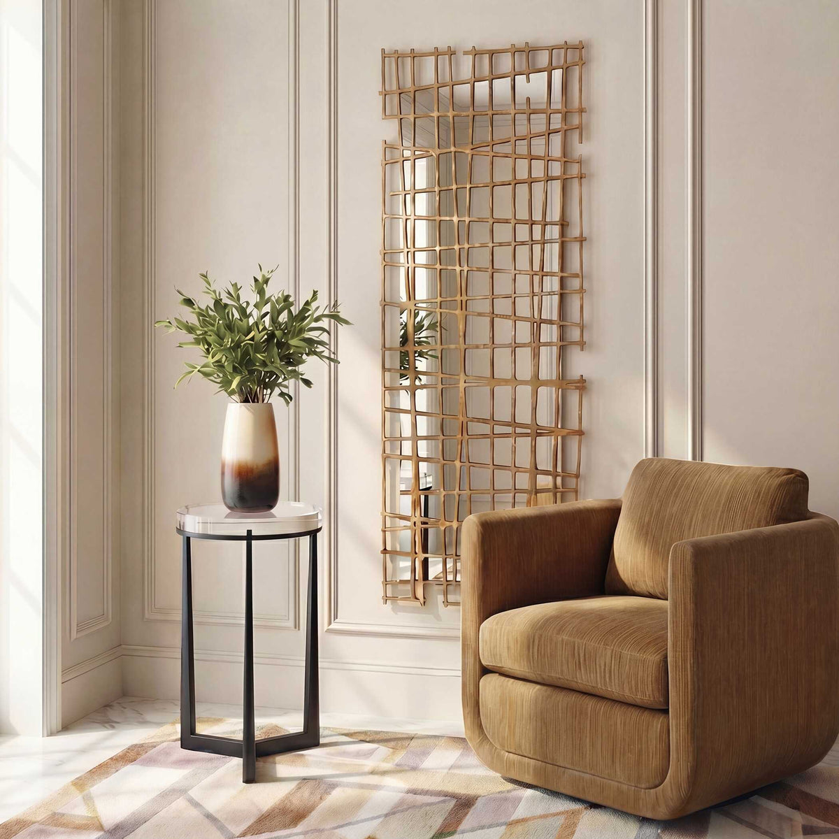 Golden Intersection Mirrored Wall Decor Brass by Uttermost - View 2