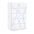Glamorous White Finish 5-Drawers Storage Chest Bedroom Furniture 1pc Geometric Design Accents