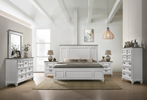 Clelane Wood Bedroom 6 piece Set with Shiplap Panel King Bed, Dresser, Mirror, Two Nightstands, and Chest - sold by Home Elegance USA