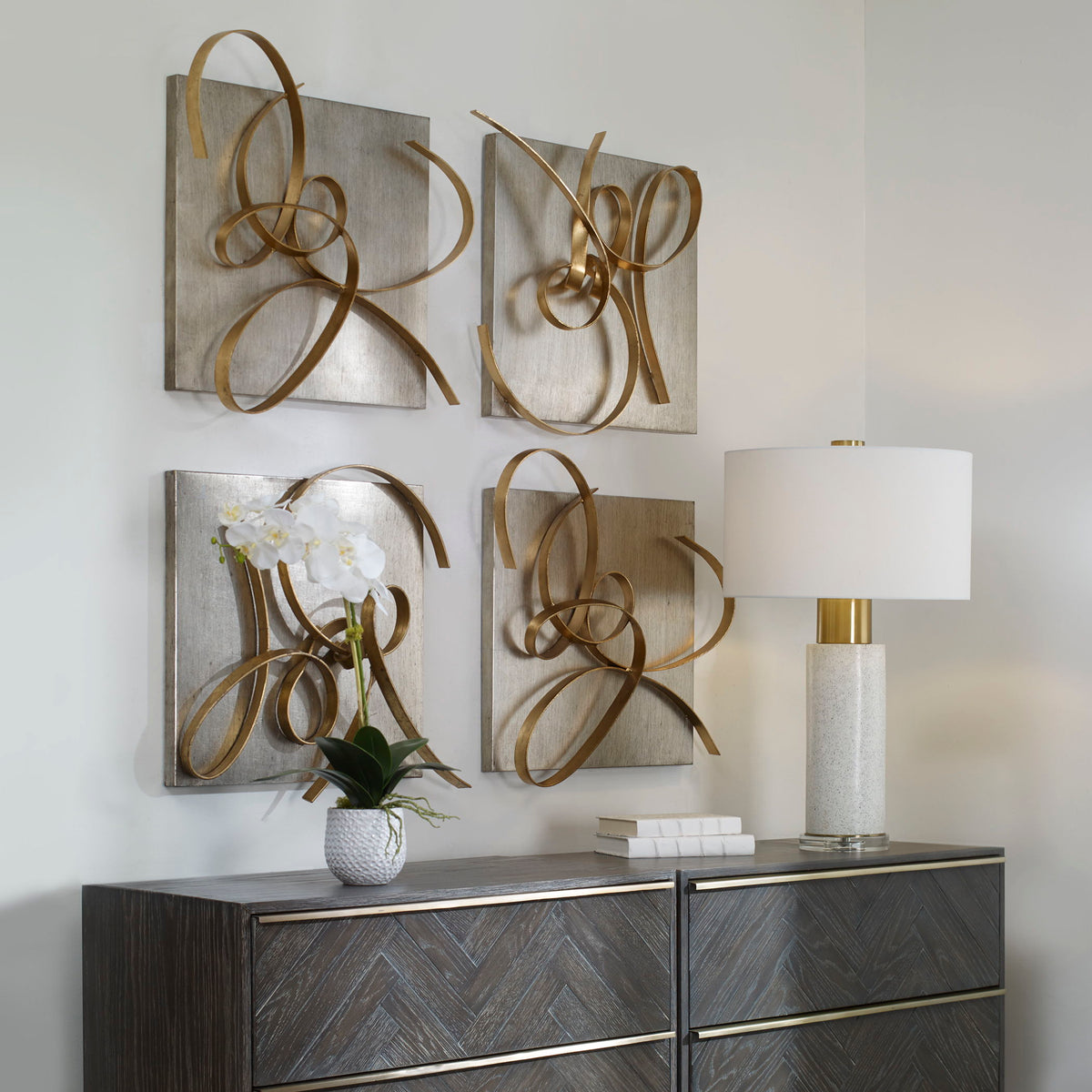 Harmony Metal Wall Art (Set of 2) - Gold / Silver by Uttermost - View 2