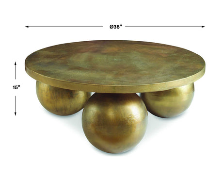 Triplet Antique Brass Coffee Table - Gold by Uttermost - View 7