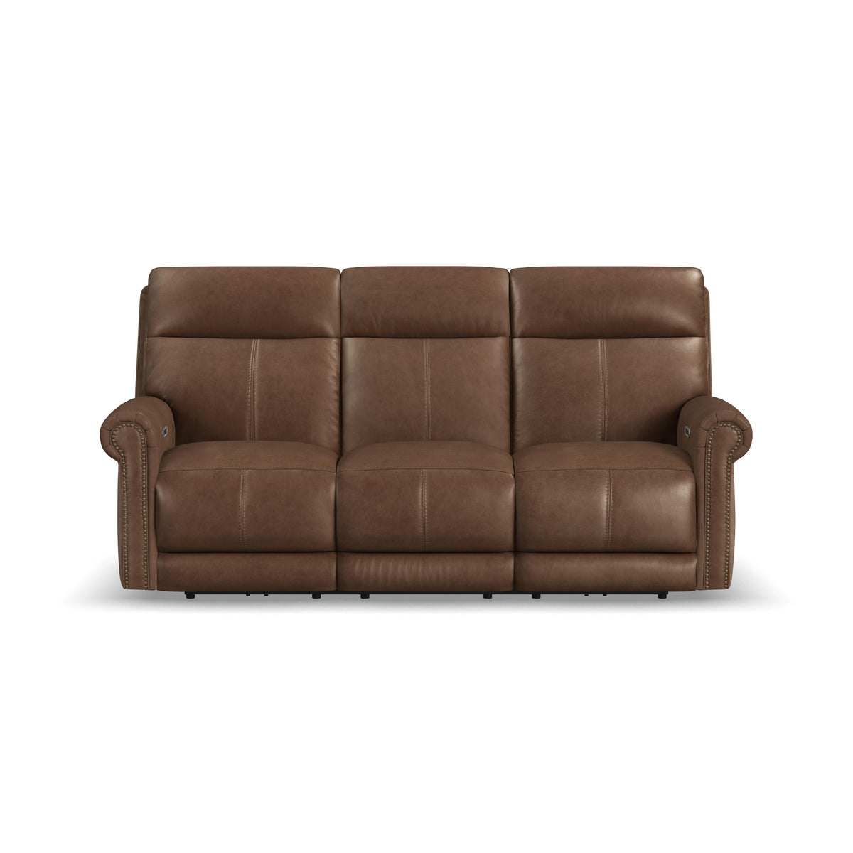 Alexander Power Reclining Sofa With Console, Power Headrest & Lumbar - Khaki Brown | Flexsteel