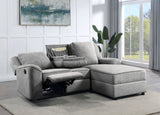 Destiny Gray Linen Sectional Sofa with Dropdown Table
