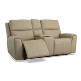 Jarvis Power Reclining Loveseat With Console & Power Headrests - Parchment | Flexsteel