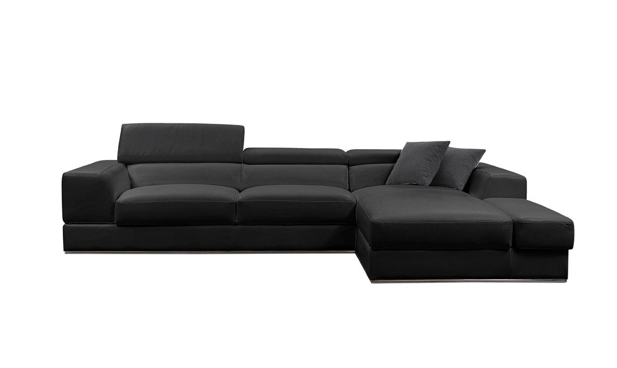 Divani Casa Pella Mini - Modern Black Leather Right Facing Sectional Sofa - Home Elegance USA
