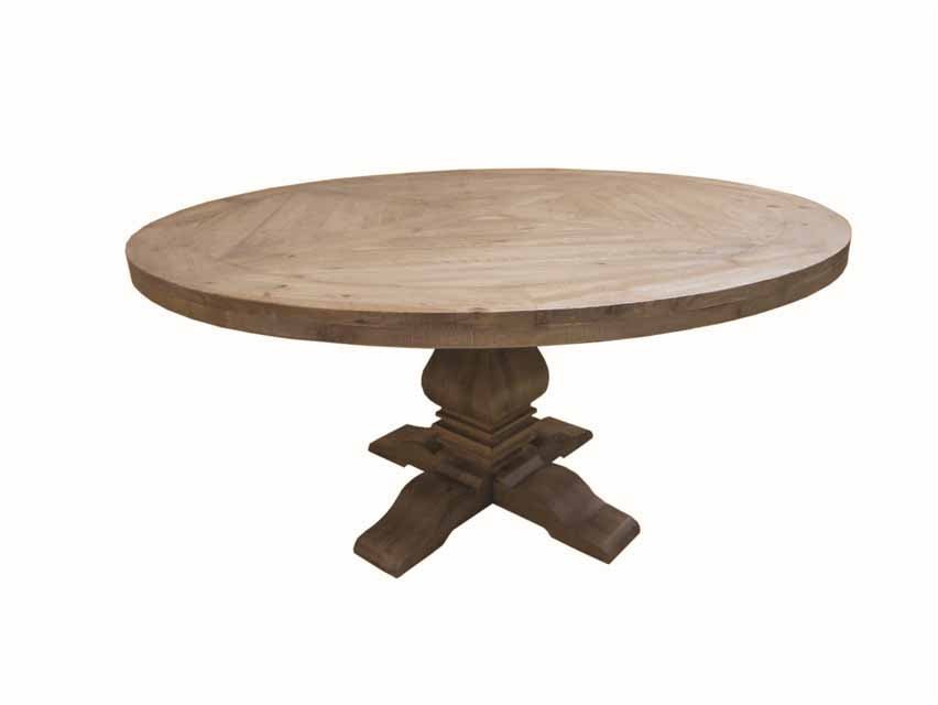 60"Rd Dining Table - Florence Round Pedestal Dining Table Rustic Smoke - 180200 - image - 1