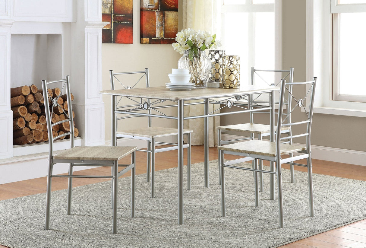 Anna Fontana 5 - piece Rectangular Dining Set Brushed Silver - 100035 - image - 1