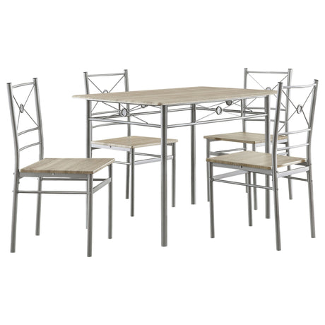 Anna Fontana 5 - piece Rectangular Dining Set Brushed Silver - 100035 - image - 2