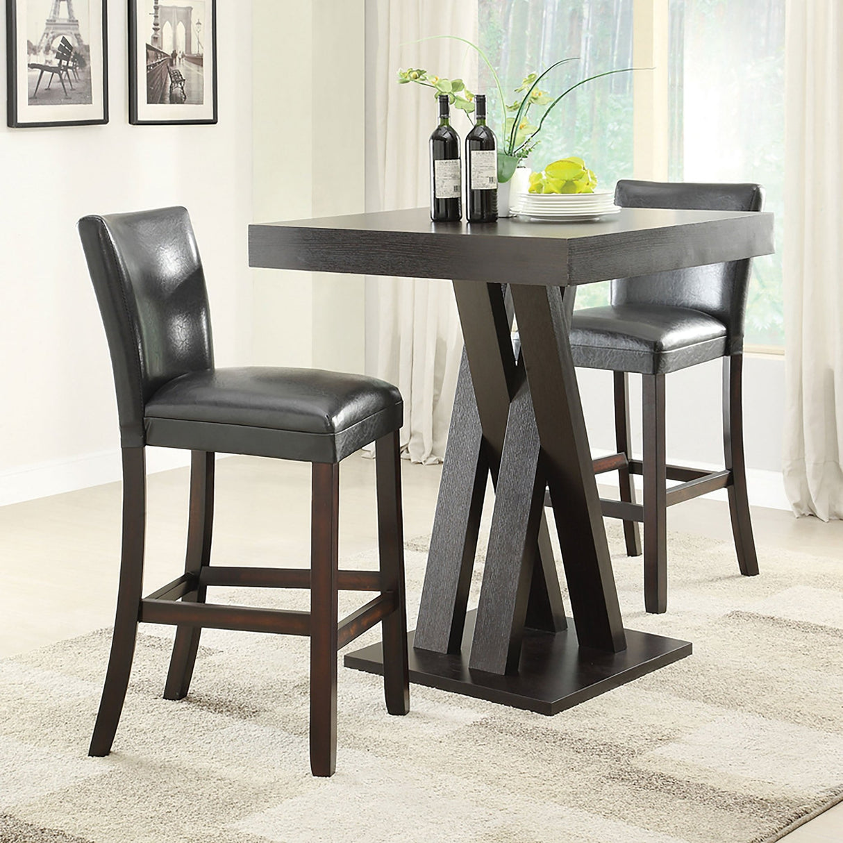 Alberton Upholstered Bar Stools Black and Cappuccino (Set of 2) | Coaster | Home Elegance USA