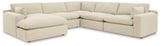 Ashley Linen Elyza 10006S6 5 - Piece Sectional with Chaise - Chenille | Home Elegance USA