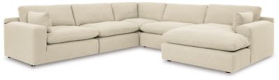 Ashley Linen Elyza 10006S7 5 - Piece Sectional with Chaise - Chenille | Home Elegance USA