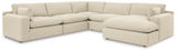 Ashley Linen Elyza 10006S7 5 - Piece Sectional with Chaise - Chenille - 10006S7 - Home Elegance USA - 1